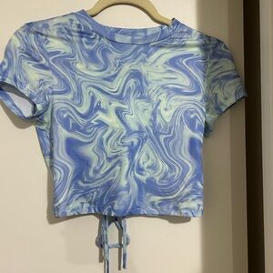 Blue Tie-Dye Crop Top